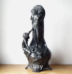 Magnifique Grand Vase Art Nouveau en étain argenté WMF Germany 1900 Hauteur 40cm