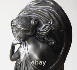 Magnifique Grand Vase Art Nouveau en étain argenté WMF Germany 1900 Hauteur 40cm