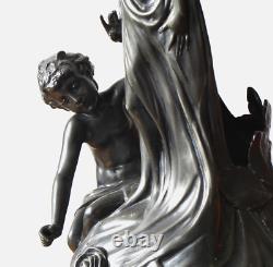 Magnifique Grand Vase Art Nouveau en étain argenté WMF Germany 1900 Hauteur 40cm