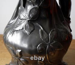 Magnifique Grand Vase Art Nouveau en étain argenté WMF Germany 1900 Hauteur 40cm
