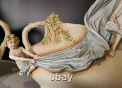 Magnifique Paire Vase Jardinières Biscuit Porcelaine 1900 Allemande Art Nouveau