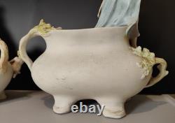 Magnifique Paire Vase Jardinières Biscuit Porcelaine 1900 Allemande Art Nouveau
