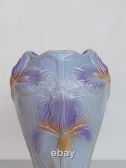 Magnifique Vase Aux Iris En Barbotine Salins Les Bains Art Nouveau