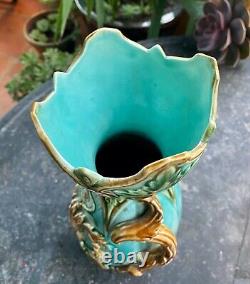 Magnifique Vase Faience Art Nouveau Saint Onnaing -Magnificent Old Majolica Vase