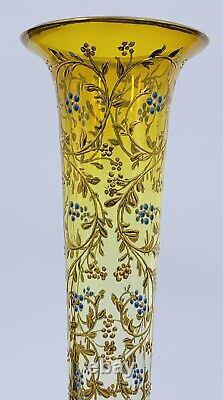 Magnifique Vase Soliflore trompette verre soufflé LUDWIG MOSER Art-Nouveau 1900