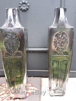 Magnifique paire de vases Art Nouveau Jugendstil mucha