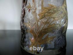 Magnifique vase cristal jaspé gravé Art Nouveau Ernest-Baptiste Léveillé