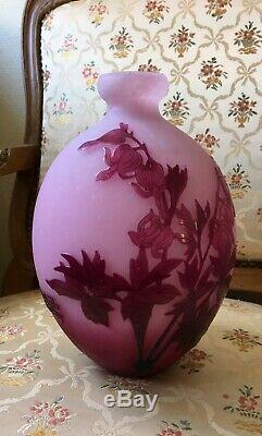 Magnifique vase dégagé acide André Delatte 1887-1953 ART-NOUVEAU (Gallé Daum.)