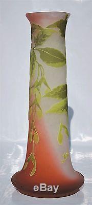 Majestueux Grand Vase Emile Gallé Pâte de Verre Gravé acide Art Nouveau H 35 cm