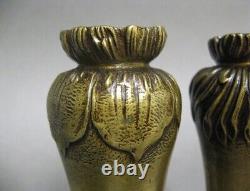 Miniature Paire De Vase Art Nouveau En Bronze