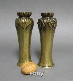 Miniature Paire De Vase Art Nouveau En Bronze