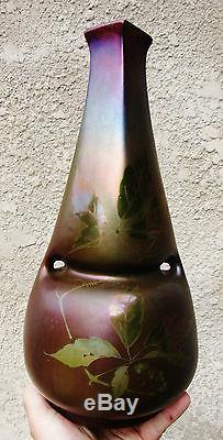 Montières & Jean Barol époque art nouveauGrand vase irisé à reflets métalliques