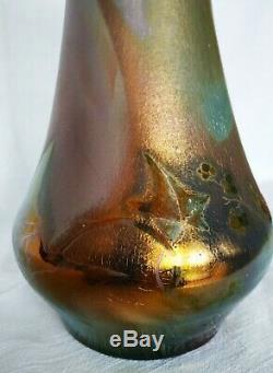 Montières Grand vase irisé Art Nouveau 35cm