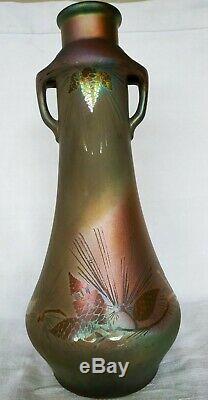 Montières Grand vase irisé Art Nouveau 36cm