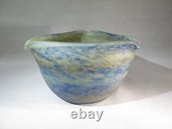Muller Ancien Grand Vase Cache Pot En Pate De Verre Bleu Jaune Epoque 1900