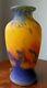 Muller Frères Lunéville vase en pâte de verre orange bleu cobalt Art Nouveau