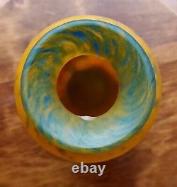 Muller Frères Lunéville vase en pâte de verre orange bleu cobalt Art Nouveau