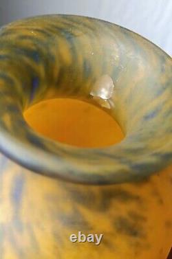 Muller Frères Lunéville vase en pâte de verre orange bleu cobalt Art Nouveau