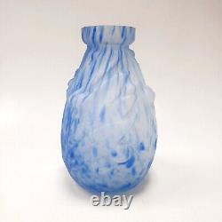 Muller Frères Vase Pâte de verre marmoréen Signé Acide Art Nouveau Bas Relief