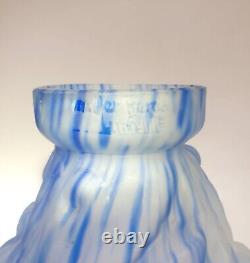 Muller Frères Vase Pâte de verre marmoréen Signé Acide Art Nouveau Bas Relief