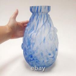 Muller Frères Vase Pâte de verre marmoréen Signé Acide Art Nouveau Bas Relief
