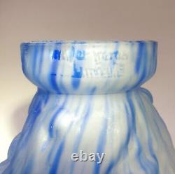 Muller Frères Vase Pâte de verre marmoréen Signé Acide Art Nouveau Bas Relief
