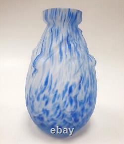 Muller Frères Vase Pâte de verre marmoréen Signé Acide Art Nouveau Bas Relief