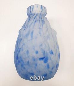 Muller Frères Vase Pâte de verre marmoréen Signé Acide Art Nouveau Bas Relief