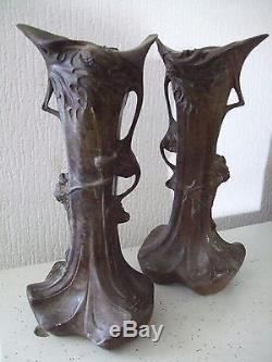 NEW ART vase/soliflore flowers thistles vases art nouveau chardon fleurs patine