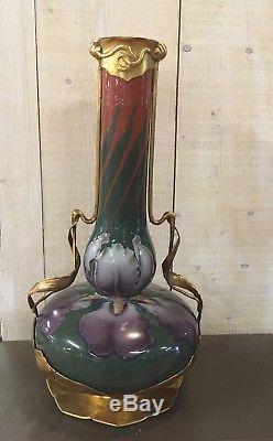 ORIVIT monture vase céramique iris Villeroy et Boch art nouveau cf Gallé
