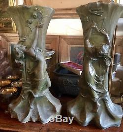 Paire De Vases Art Nouveau Spectaculaires