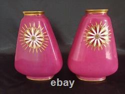 PAIRE DE VASES EN PORCELAINE DE LIMOGES C. R. Art nouveau Art Déco