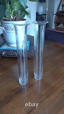 PAIRE DE VASES VERRE ET METAL ARGENTE ORIVIT JUGENSTIL ART NOUVEAU 1900 28 cm