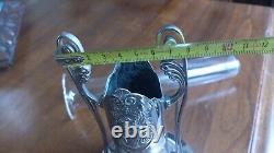 PAIRE DE VASES VERRE ET METAL ARGENTE ORIVIT JUGENSTIL ART NOUVEAU 1900 28 cm