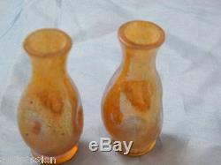 Paire Vases Miniature Pate De Verre Art Nouveau Irisé De Chez Loetz 1900