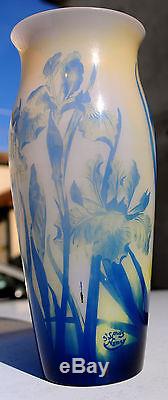 Patte De Verre Vase Ancien Saint Louis Nancy Art Nouveau Iris Galle Daum