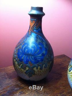 Pair Art Nouveau GOUDA Pottery Vases Sana