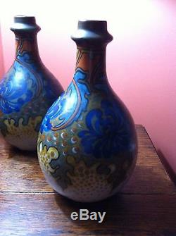 Pair Art Nouveau GOUDA Pottery Vases Sana