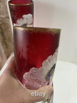 Paire De Grand Vase Émaillé Theodore Legras Torsadé Modèle Musset Art Nouveau