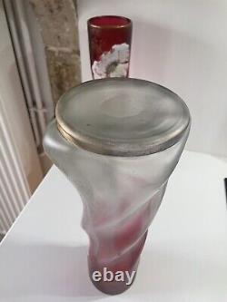 Paire De Grand Vase Émaillé Theodore Legras Torsadé Modèle Musset Art Nouveau