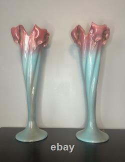Paire De Grands Vases Art Nouveau Massier 56 cm