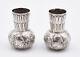 Paire De Petits Vases Balustres En Argent Massif Decor Art Nouveau