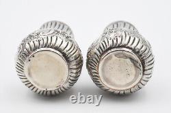 Paire De Petits Vases Balustres En Argent Massif Decor Art Nouveau