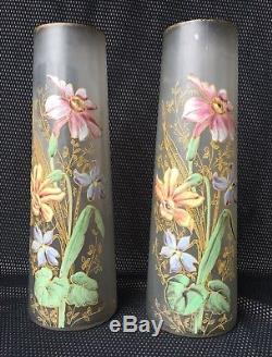 Paire De Vases Art Nouveau À Décor Émaillé De Fleurs Legras