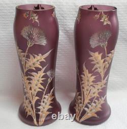 Paire De Vases Art Nouveau En Verre Dlg De Legras