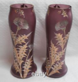 Paire De Vases Art Nouveau En Verre Dlg De Legras