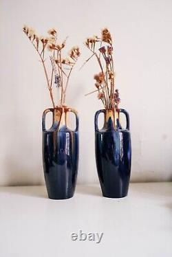 Paire De Vases Art Nouveau Méténier En Céramique émaillée, Début Du 20e Siècle