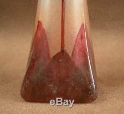 Paire De Vases Art Nouveau Verre Gravé A L'acide Signé Legras Serie Rubis
