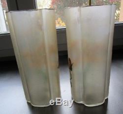 Paire De Vases Décor émaillé LEGRAS Art Nouveau, montjoye/glass/19th 22 Cm