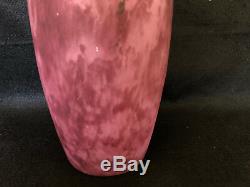 Paire De Vases En Pate De Verre Mauve Mouchete Art Nouveau C1304